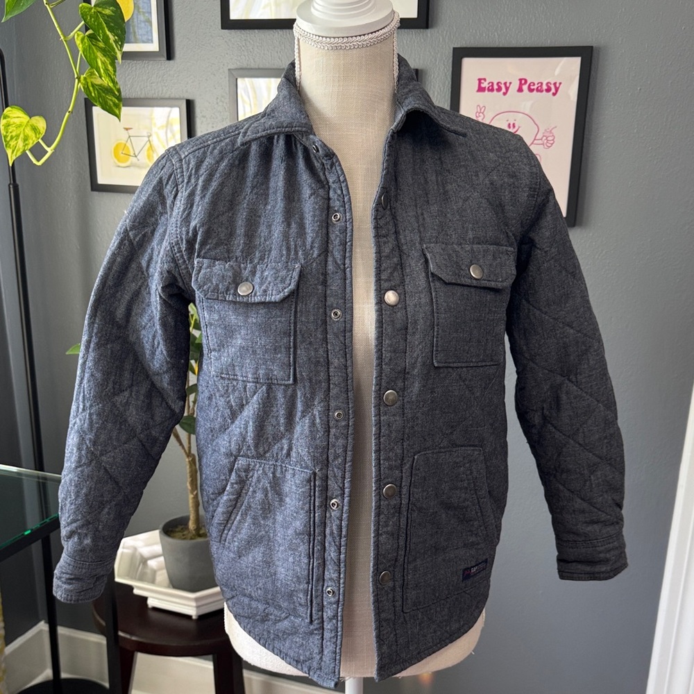 Kids Quilted Shirt Jacket - Dark Gray